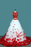 2024 Scoop A Line Tulle dos piezas de vestidos de novia con apliques y flores hechas a mano